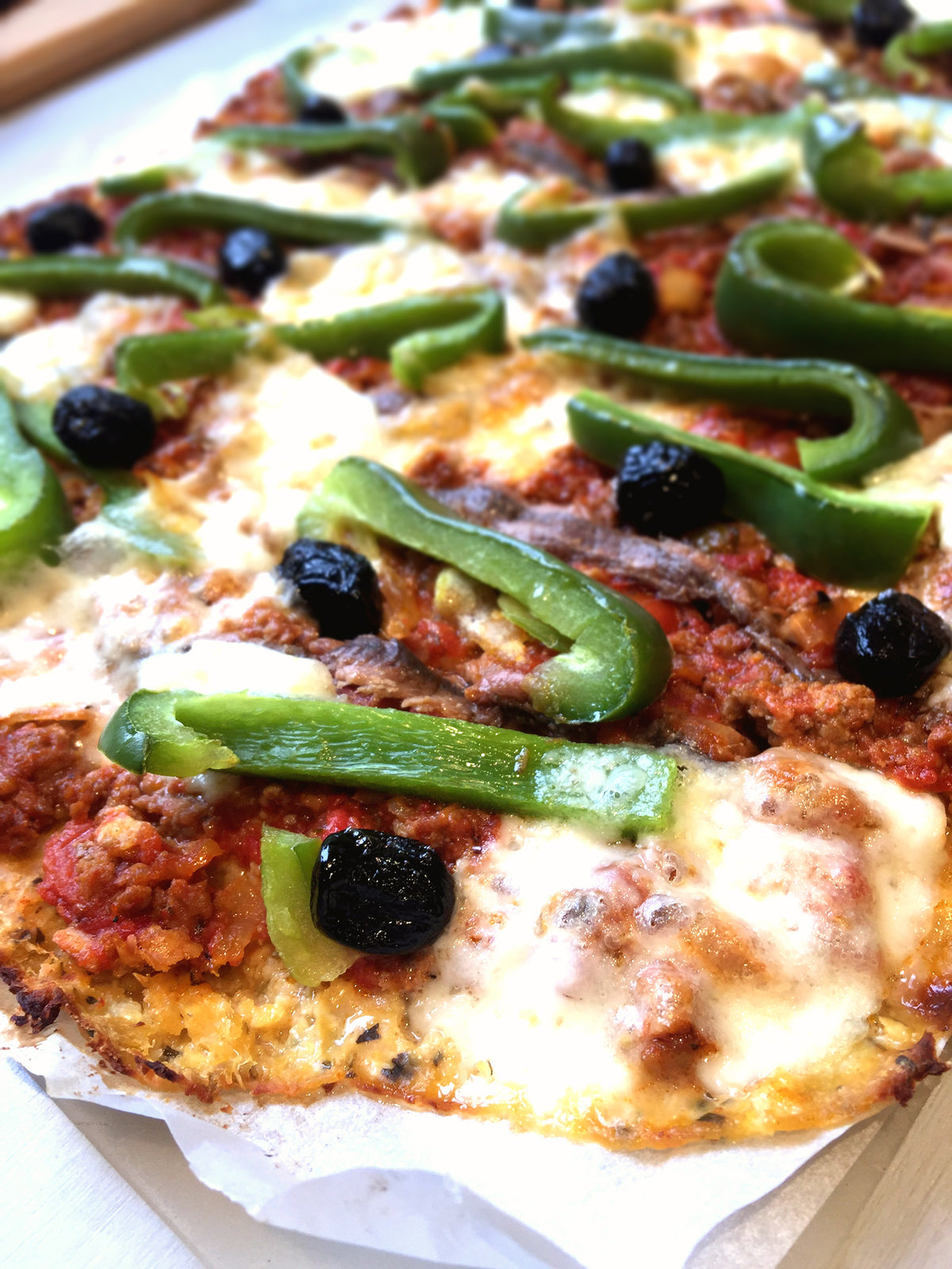 Pizza protéinée bolognaise anchois pâte chou-fleur lupin