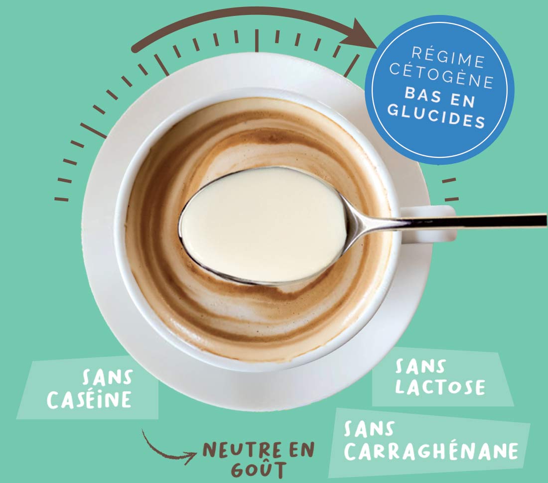 Crème pour café et thé, régime cétogène, bas en glucides