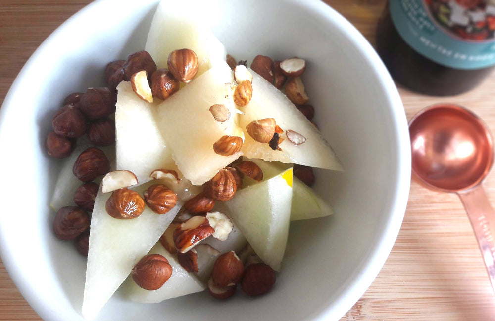 Melon jaune et noisettes